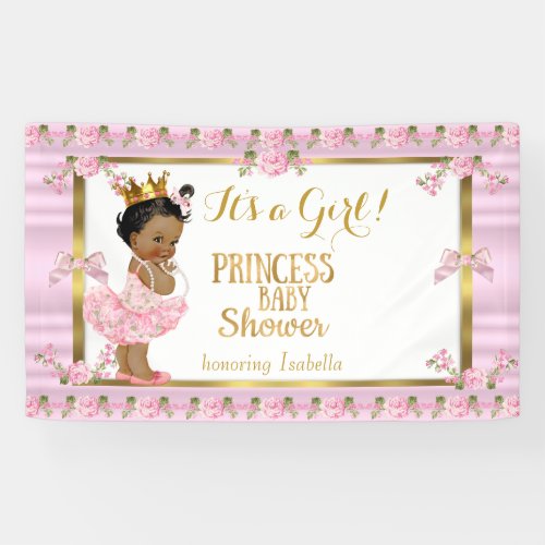 Ethnic Princess Baby Shower Pink Gold Tutu Banner