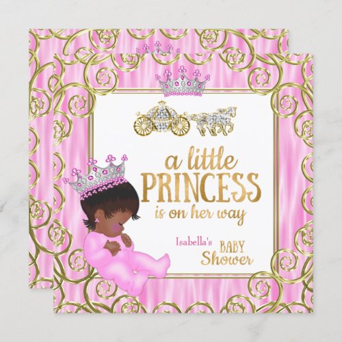 Ethnic Princess Baby Shower Pink Horse Carriage Invitation