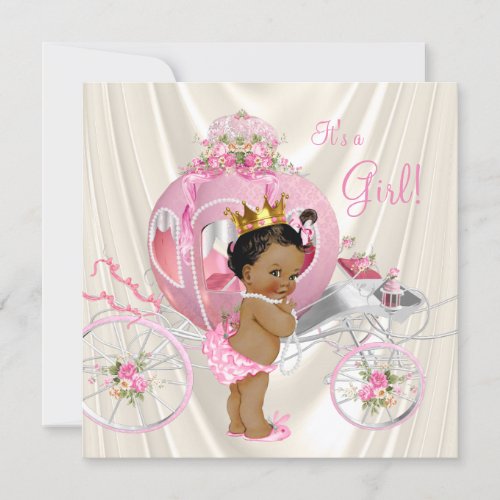 Ethnic Princess Baby Shower Pink Ivory Pearl Invitation