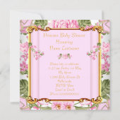 Ethnic Princess Baby Shower Pink Rose Floral Invitation (Back)