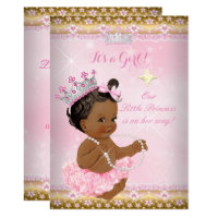 Ethnic Princess Baby Shower Pink Tutu Gold Tiara A Card