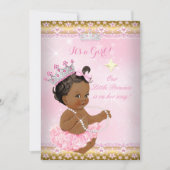 Ethnic Princess Baby Shower Pink Tutu Gold Tiara A Invitation (Front)