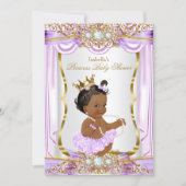 Ethnic Princess Baby Shower Purple Silk Gold Invitation (Front)