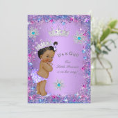 Ethnic Princess Baby Shower Purple Teal Blue Pink Invitation (Standing Front)