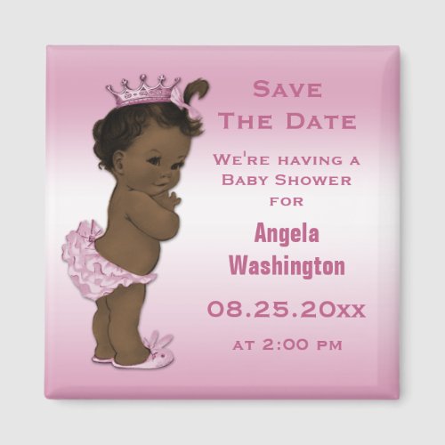 Ethnic Princess Baby Shower Save the Date Pink Magnet