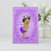 Ethnic Princess Baby Shower Save The Date Purple (Standing Front)