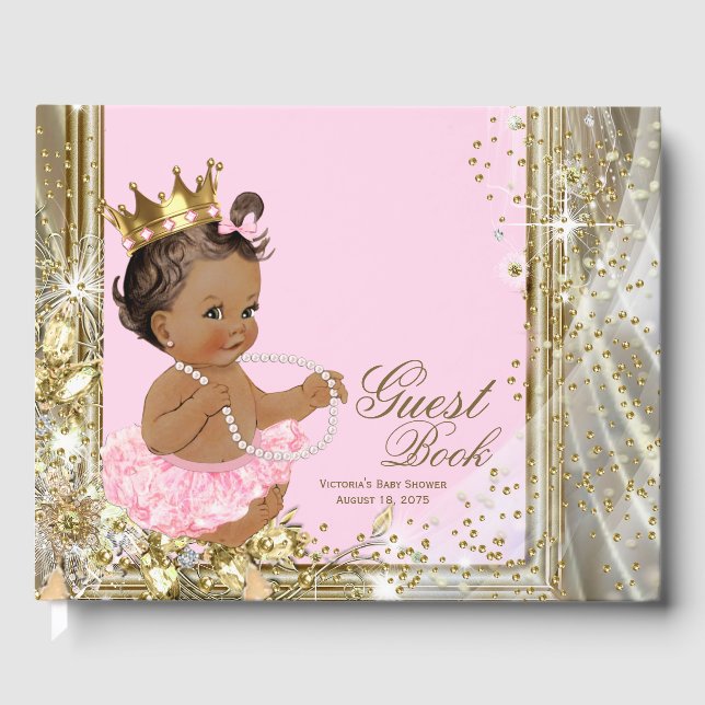 Ethnic Princess Ballerina Baby Shower Guest Book (Front)