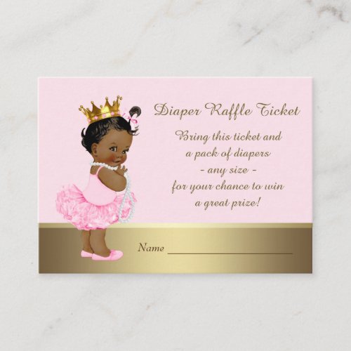 Ethnic Princess Ballerina Diaper Raffle Ticket Enclosure Card