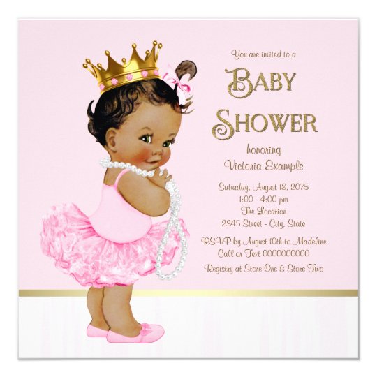 ethnic princess ballerina pink gold baby shower card | zazzle ethnic princess ballerina pink gold baby shower card | zazzle, Baby shower invitations