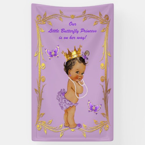 Ethnic Princess Butterflies Lavender Baby Shower Banner