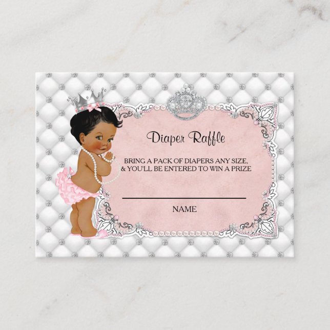 Ethnic Princess Diamonds Glam Diaper Raffle Ticket Enclosure Card (Front)