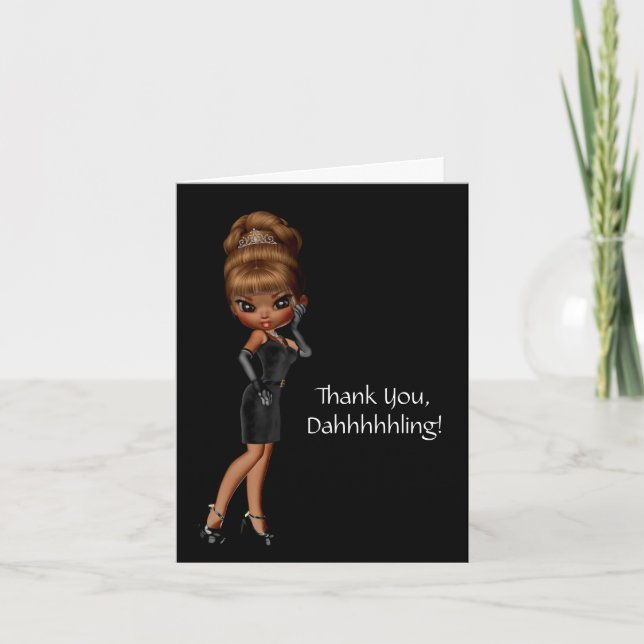 Ethnic Princess Diva Thank You Card (Front)