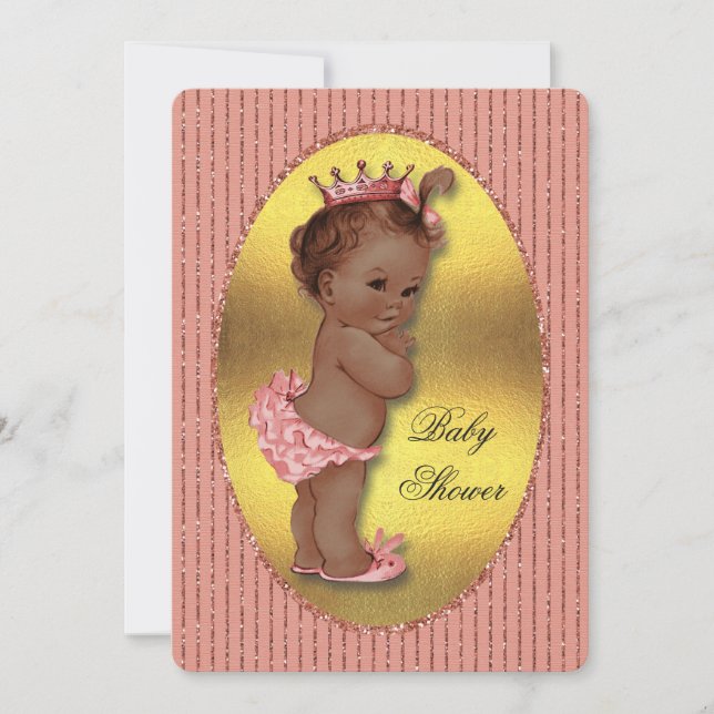 Ethnic Princess Faux Gold Foil Glitter Stripe Invitation (Front)