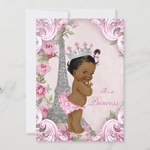 Ethnic Princess Floral Vintage Paris Baby Shower Invitation
