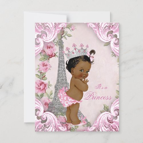 Ethnic Princess Floral Vintage Paris Baby Shower Invitation