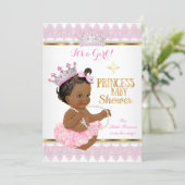 Ethnic Princess Girl Baby Shower Pink Gold Tutu Invitation (Standing Front)
