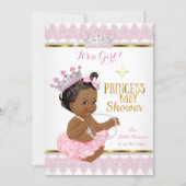 Ethnic Princess Girl Baby Shower Pink Gold Tutu Invitation (Front)