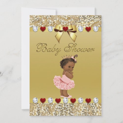 Ethnic Princess Gold Faux Sequins and Bow Invitation