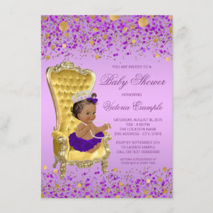 Ethnic Princess Lavender Gold Baby Shower Invitation