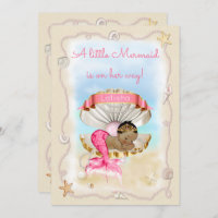 Ethnic Princess Mermaid Name on Clam Shell Invitation