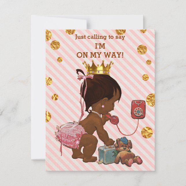 Ethnic Princess On Phone Gold Confetti Baby Shower Invitation (Front)