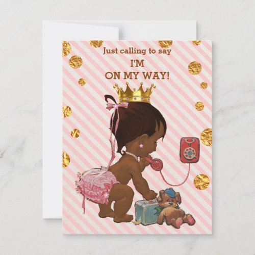 Ethnic Princess On Phone Gold Confetti Baby Shower Invitation