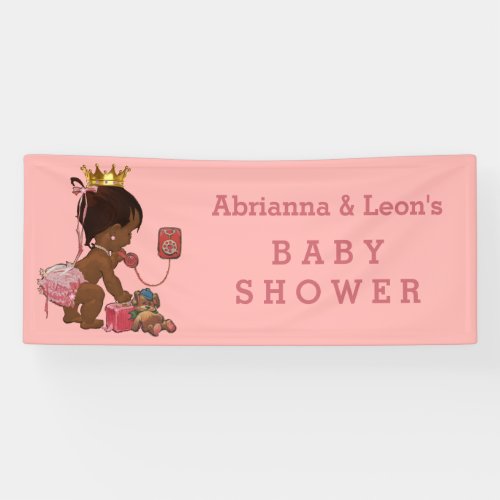 Ethnic Princess on Phone Personalized Baby Shower Banner