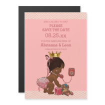 Ethnic Princess on Phone Save The Date Chevrons Magnetic Invitation