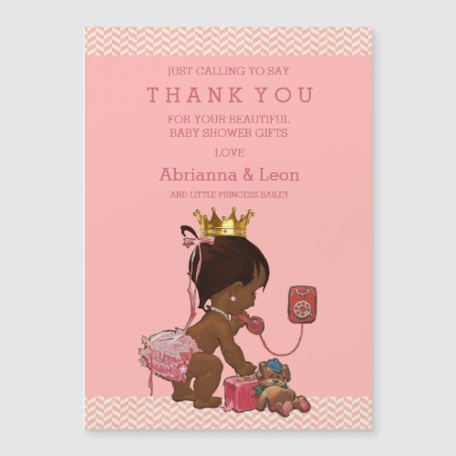 Ethnic Princess on Phone Teddy Chevrons Thank You