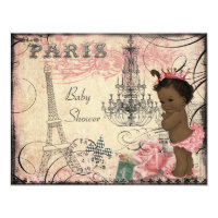 Ethnic Princess Paris Eiffel Tower Baby Shower Card