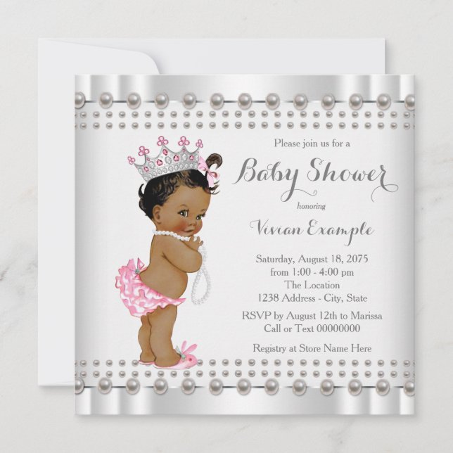 Ethnic Princess Pearl Hispanic Indian Baby Shower Invitation (Front)