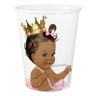 Ethnic Princess Pearl Tutu Pink Gold Baby Shower Paper Cup