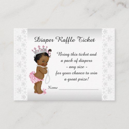 Ethnic Princess Pearls Diaper Raffle Ticket Enclosure Card