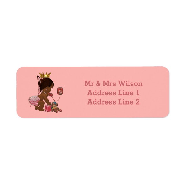 Ethnic Princess Phone Teddy Suitcase Baby Shower Label (Front)