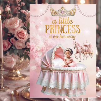 Ethnic Princess Pink Baby Shower Carriage Bassinet Invitation