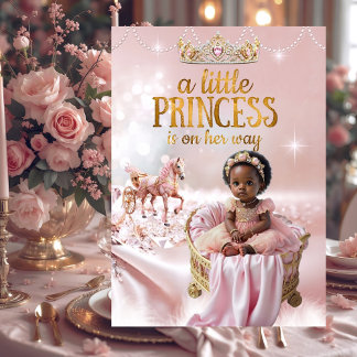 Ethnic Princess Pink Baby Shower Carriage Crib Invitation