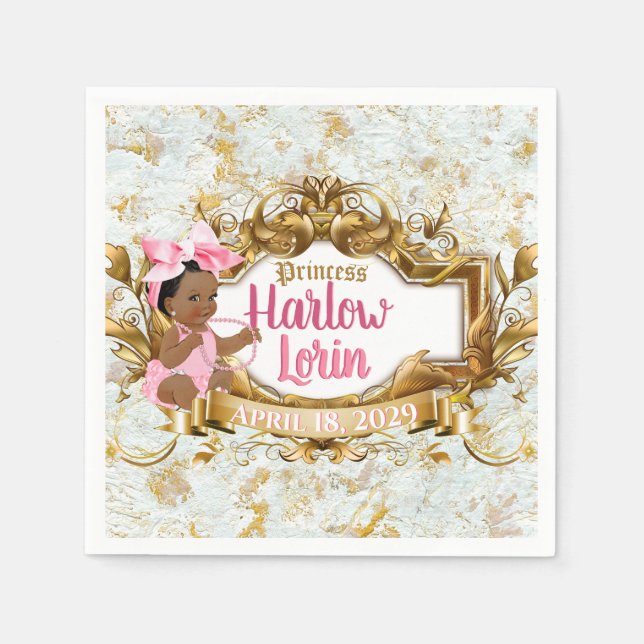 Ethnic Princess Pink Elegant Baby Shower Napkins (Front)