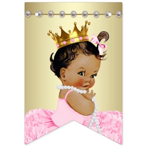Ethnic Princess Pink Gold Baby Shower Bunting Flags
