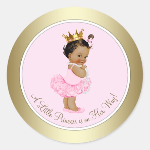 Ethnic Princess Pink Gold Baby Shower Classic Round Sticker