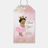 Ethnic Princess Pink Gold Baby Shower Gift Tags