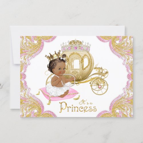 Ethnic Princess Pink Gold Baby Shower Invitations