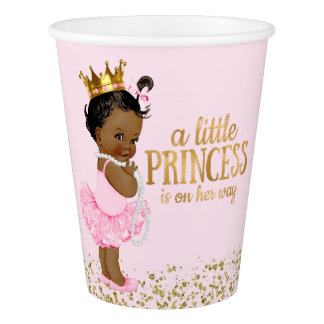 Ethnic Princess Pink Gold Baby Shower Paper Cup