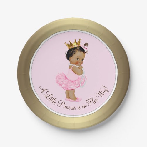 Ethnic Princess Pink Gold Baby Shower Paper Plates