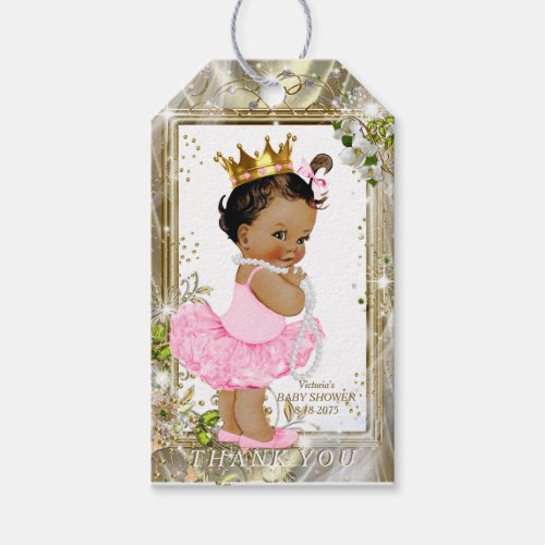 Ethnic Princess Pink Tutu Baby Shower Gift Tags