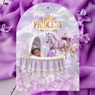 Ethnic Princess Purple Baby Shower Carriage Invitation