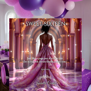 Ethnic Princess Sweet 16 Birthday Pink Purple Invitation