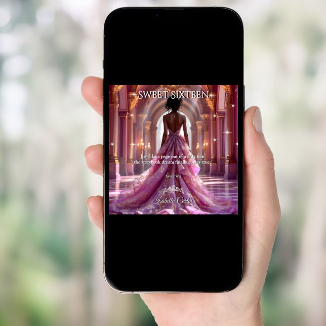 Ethnic Princess Sweet 16 Birthday Pink Purple Invitation (Front Digital)