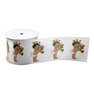 Ethnic Princess Teddy Bear Girl Baby Shower Satin Ribbon