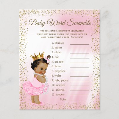 Ethnic Princess Tutu Baby Shower Games Zazzle Com