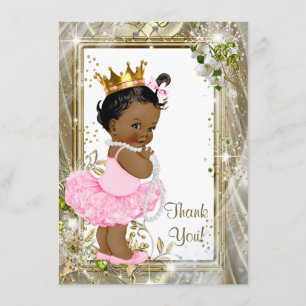 Ethnic Princess Tutu Baby Shower Thank You Card